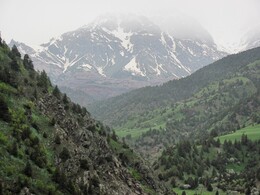 вид вверх по Ширкенту, видны скалы Барьера