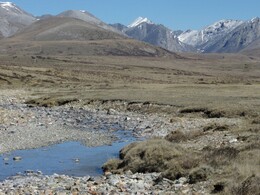 вид вперед, вдали видна долина ручья Озерный и перевал Монгольских Туристов