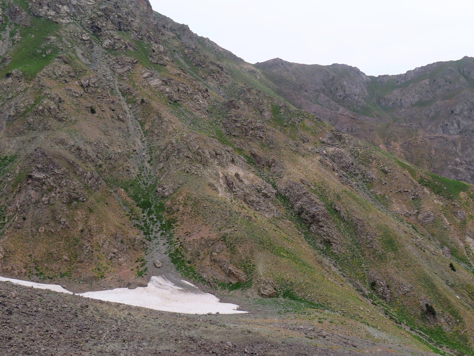 вид назад, тропы, спускающиеся с перевала backward view, paths descending from the pass