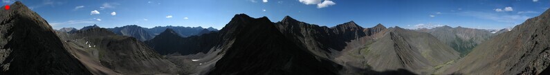 круговая панорама с северной вершинки над перевалом