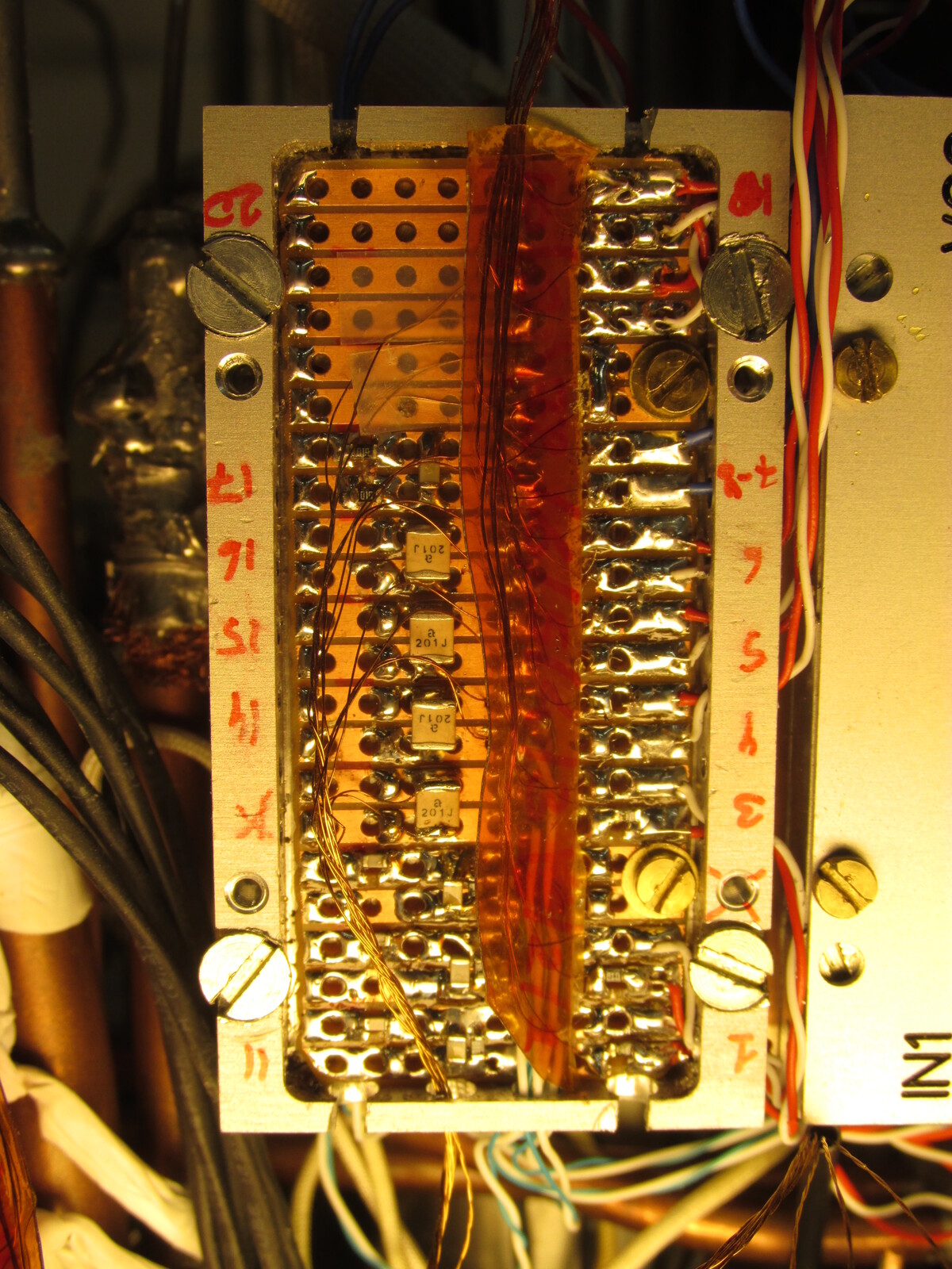 Wires from 4K feedthrough are soldered to the connector box