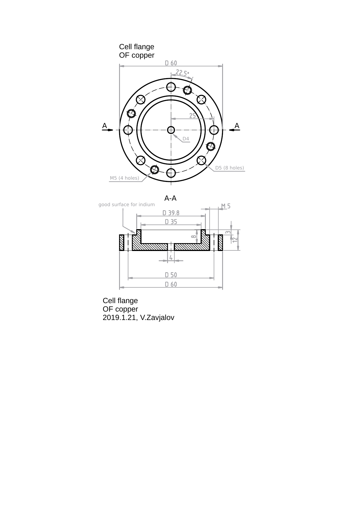 cell flange, drawing for workshop DXF(cell_flange)