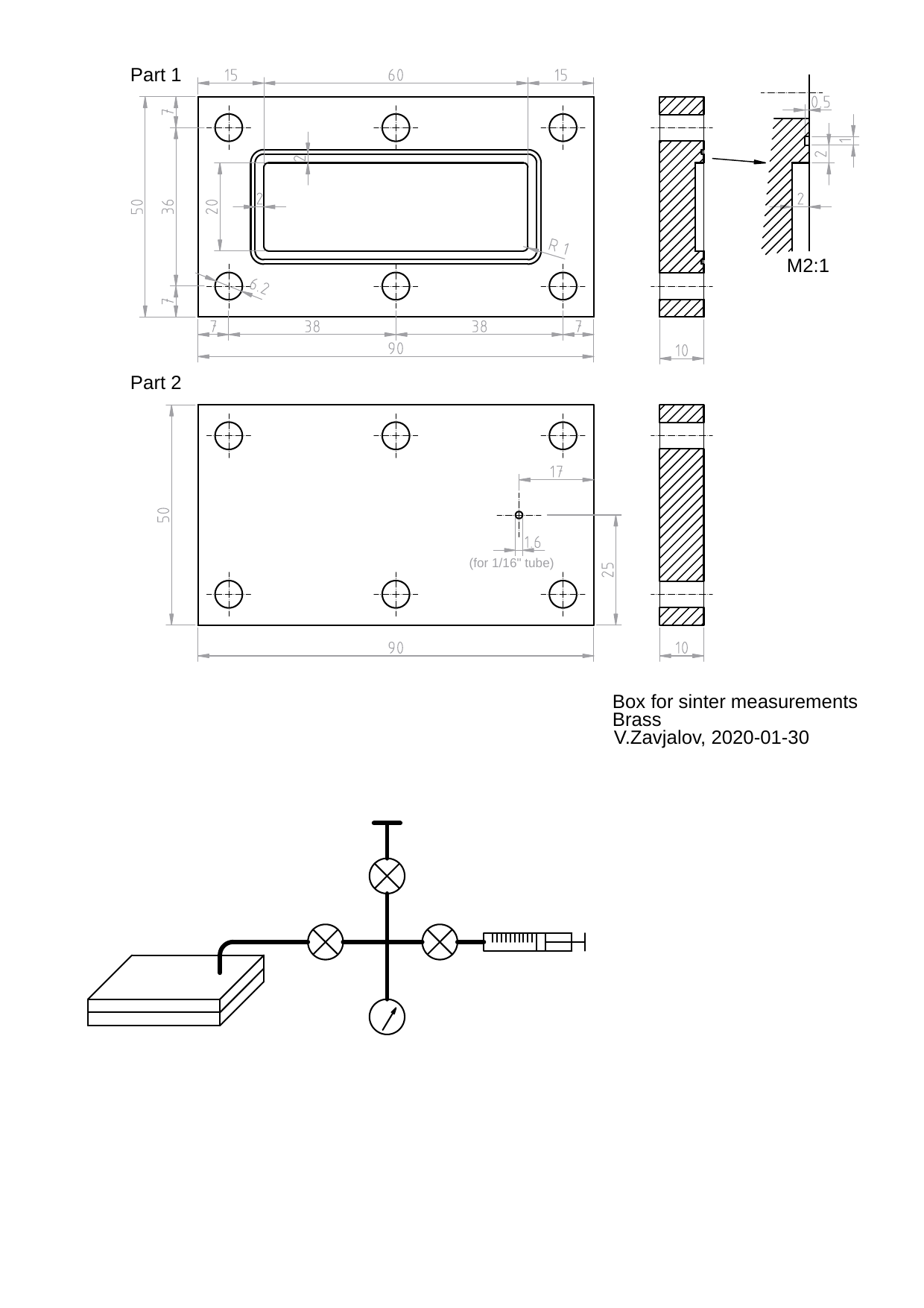 cell 2x20x60, drawing for workshop DXF(sinter_box)