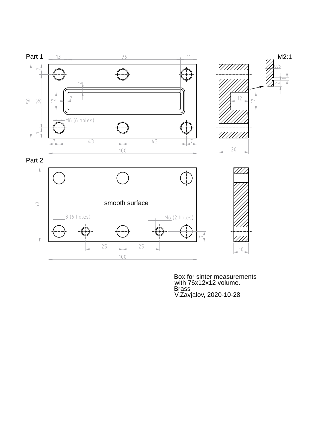 cell 12x12x76, drawing for workshop (final outer dimensions are different) DXF(sinter_box3)