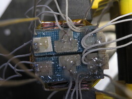 top part of inner cells; all leads are soldered