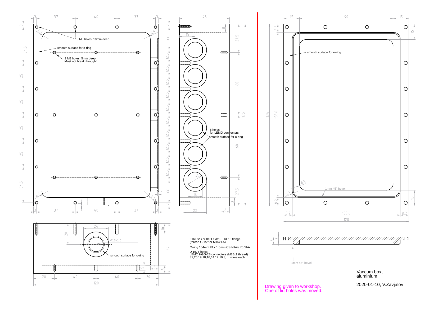 Filter box, drawing for workshop DXF(conn_box1)