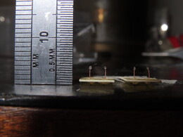 13 um vibrating wires (bolometer heaters)