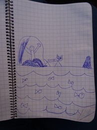pictures in the notebook on Kivijärven laavu