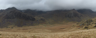 Esk river, Scafell in clouds